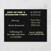 バチュラーパーティの招待，新郎のシャワーの招待 インビテーションポストカード (裏面)