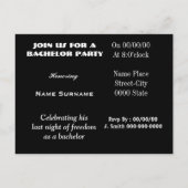 バチュラーパーティの招待，新郎のシャワーの招待 インビテーションポストカード (裏面)