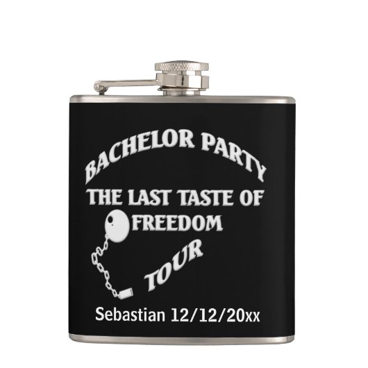 バチュラーパーティの最後の自由の味パーソナライズされた フラスク (正面)