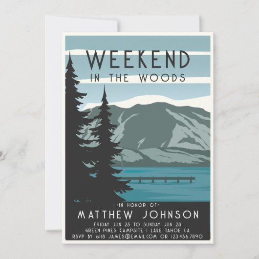 バチュラーパーティウィークエンドインザウッズキャンピングフォレスト 招待状 (正面)