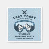 バチュラーパーティウィークエンドスキーリゾートお祝い スタンダードカクテルナプキン (正面)