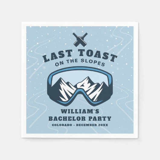 バチュラーパーティウィークエンドスキーリゾートお祝い スタンダードカクテルナプキン (正面)