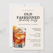 バチュラーパーティオールドファッションドウイスキーテーマエレガント 招待状 (正面)