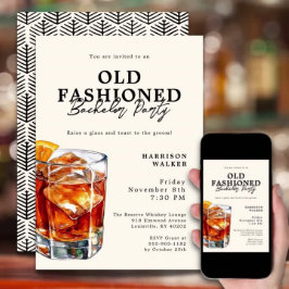 バチュラーパーティオールドファッションドウイスキーテーマエレガント 招待状