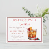 バチュラーパーティオールドファッションドドリンクホワイト縁ど 招待状 (スタンド正面)