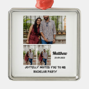 バチュラーパーティカスタム3フォトコラージュ メタルオーナメント