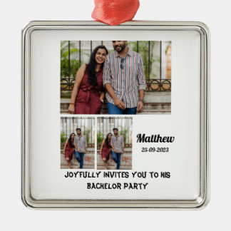 バチュラーパーティカスタム3フォトコラージュ メタルオーナメント