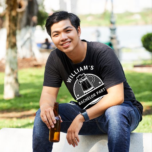 バチュラーパーティグルームブラック&ホワイトビール Tシャツ