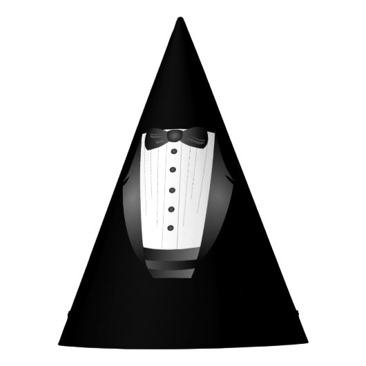 バチュラーパーティグロムスマンチームグルームブラックtuxedo パーティーハット (正面)