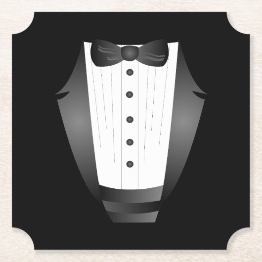 バチュラーパーティグロムスマンチームグルームブラックtuxedo ペーパーコースター (正面)