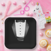 バチュラーパーティグロムスマンチームグルームブラックtuxedo ペーパープレート (パーティー)