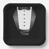 バチュラーパーティグロムスマンチームグルームブラックtuxedo ペーパープレート (正面)