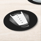 バチュラーパーティグロムスマンチームグルームブラックtuxedo ラウンドペーパーコースター (アングル)