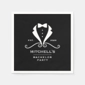 バチュラーパーティタキシードスーツ弓タイ結婚ブラック スタンダードカクテルナプキン (正面)