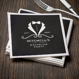 バチュラーパーティタキシードスーツ弓タイ結婚ブラック スタンダードカクテルナプキン