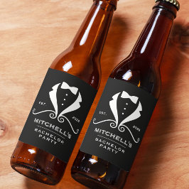 バチュラーパーティタキシードスーツ弓タイ結婚ブラック ビールラベル