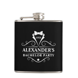 バチュラーパーティタキシードタイブラック  フラスク