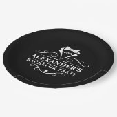 バチュラーパーティタキシードタイブラック ペーパープレート (アングル)