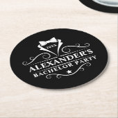 バチュラーパーティタキシードタイブラック ラウンドペーパーコースター (アングル)
