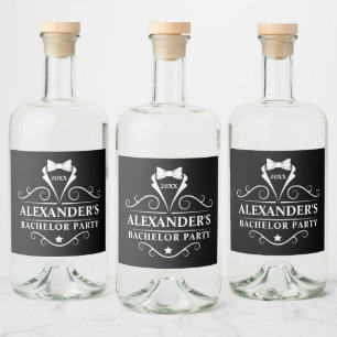 バチュラーパーティタキシードタイブラック リキュールボトルラベル