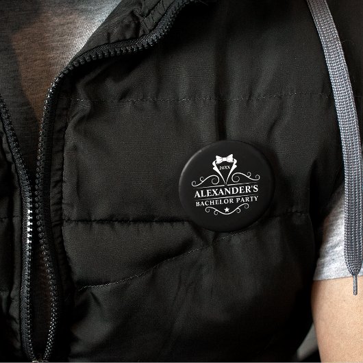 バチュラーパーティタキシードタイブラック 缶バッジ