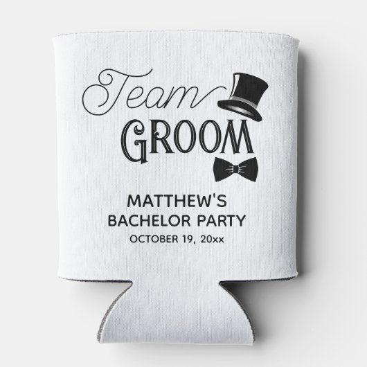 バチュラーパーティチームグルーム結婚式の引き出物 缶クーラー (裏面)