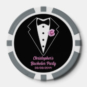 バチュラーパーティトランプのポーカーブラックタキシードラベンダーバラ ポーカーチップ (正面)