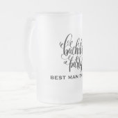 バチュラーパーティパーソナライズされた花婿介添人 フロストグラスビールジョッキ (正面左)