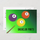 バチュラーパーティビリヤード インビテーションポストカード (正面/裏面)