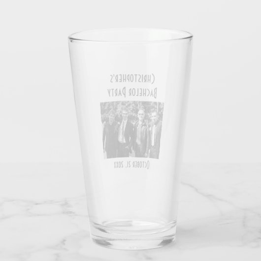 バチュラーパーティフォト結婚式の引き出物ビールピント タンブラーグラス (裏面)