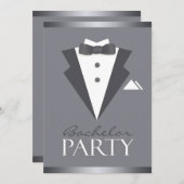 バチュラーパーティブラックスーツフラット招待状 招待状 (正面/裏面)