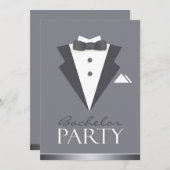 バチュラーパーティブラックスーツフラット招待状 招待状 (正面/裏面)