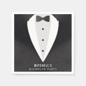 バチュラーパーティブラックスーツ&ボウタイ スタンダードカクテルナプキン (正面)