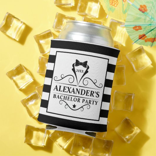 バチュラーパーティブラックタイストライプの 缶クーラー (インサイチュ 夏)