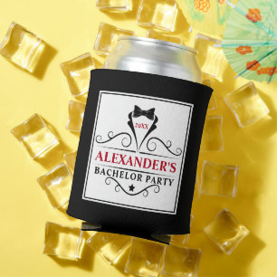 バチュラーパーティブラックタイレッドまたはピック文字カラー 缶クーラー