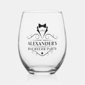 バチュラーパーティブラックタイ ステムなしワイングラス (正面)