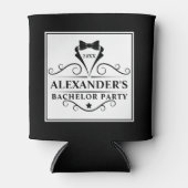 バチュラーパーティブラックタイ – 文字色の選択 缶クーラー (正面)