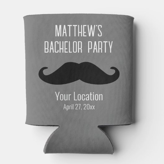 バチュラーパーティブラックムスタッシュ結婚式の引き出物 缶クーラー (裏面)