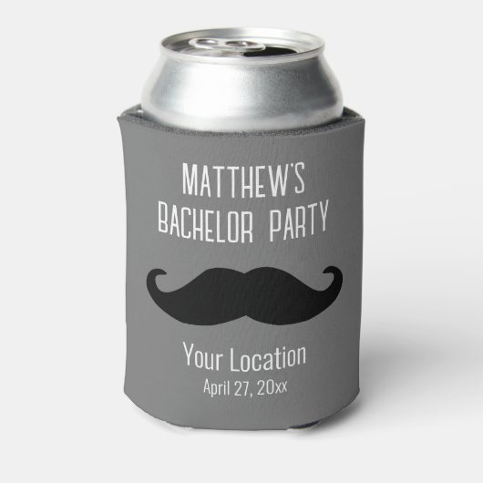 バチュラーパーティブラックムスタッシュ結婚式の引き出物 缶クーラー (缶裏面)