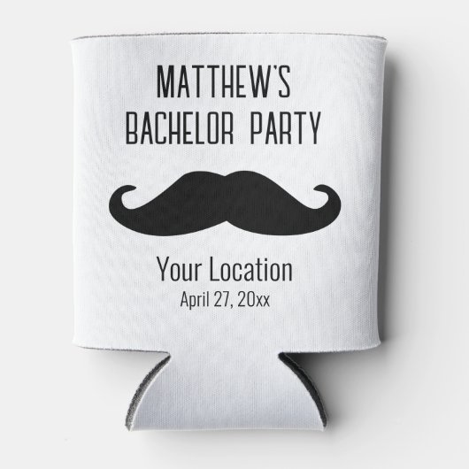 バチュラーパーティブラックムスタッシュ結婚式の引き出物 缶クーラー (正面)