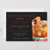 バチュラーパーティブラックモダンオールドファッションドドリンク 招待状 (正面)