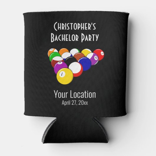 バチュラーパーティプールボールビルダーズ結婚式の引き出物 缶クーラー (正面)