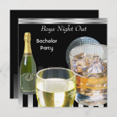 バチュラーパーティメンズボーイズナイトアウトドリンク2 招待状 (正面/裏面)