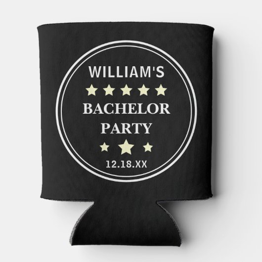 バチュラーパーティモダンタイポグラフィ結婚式の引き出物 缶クーラー (裏面)