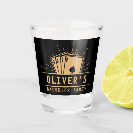 バチュラーパーティモダントランプのポーカー遊ズカードカジノ ショットグラス (正面)