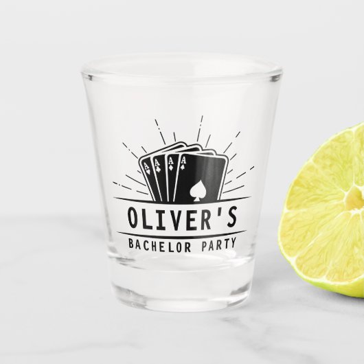 バチュラーパーティモダントランプのポーカー遊ズカードカジノ ショットグラス (正面)