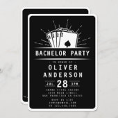 バチュラーパーティモダントランプのポーカー遊ズカードカジノ 招待状 (正面/裏面)