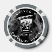 バチュラーパーティモダン葉巻とウィスキーブラック ポーカーチップ (裏面)