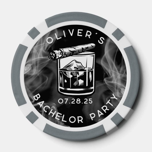 バチュラーパーティモダン葉巻とウィスキーブラック ポーカーチップ (裏面)
