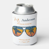 バチュラーパーティレトロサングラスサーフパームツリーズ 缶クーラー (缶正面)